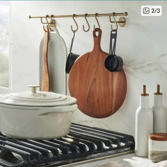 New Hearth & Hand 24in. Brass Finish Wall Rack With 6 Hooks - Picture 3 of 3